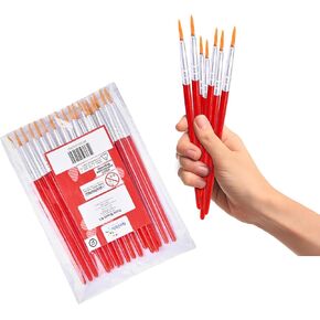 Amazaque Acrylic Paint Brushes - Set of 24 - Water Color Paint Brushes for Adults - Plastic Paint Brushes for Artists, Student, Painters - Paintbrushes Set - Round Paint Brushes for Painting