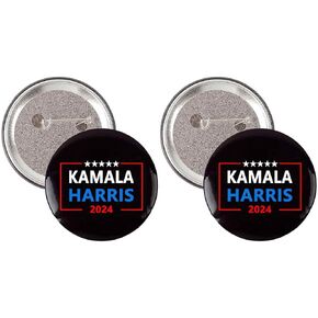 2 Pack Kamala Harris 2024 President Vote Campaign Pins And Button Circle Badges Round Chest Pins Brooch Decor