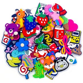 50PCS Kawaii Croc Charms Cute Cartoon Croc Charms Funny Random for Anime Decoration Shoe Charms for Kids