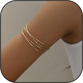 HUASAI Gold Arm Cuff for Women Upper Arm Cuff Jewelry Toga Greek Goddess Costume Accessories Gold Cuff Bangle Bracelets