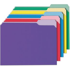 Universal UNV10506EE Deluxe Colored 1/3-Cut Top Tab Letter Size File Folders - Assorted (100/Box) in Kuwait