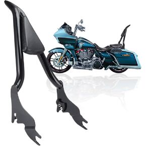 شريط سيسي للدراجة النارية قابل للفصل، وسادة خلفية لمسند ظهر الركاب تناسب Harley Touring CVO Road Glide Street Road King 2009-2022 (18 بوصة أسود)