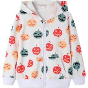 HILEELANG Girl Zip-Up Hoodie Sweatshirt Halloween Christmas Novelty Cotton Fall Spring Lightweight Jacket Outerwear