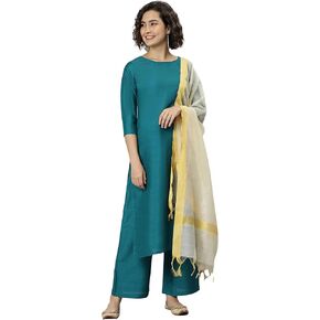 كورتا حرير بوليستر للسيدات من Janasya Indian مع Palazzo وDupatta in Kuwait