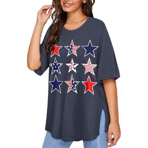 RITERA Plue Size Tops for Women Short Sleeve Crewneck Summer Casual Tshirts Oversized Loose Fit Tunic Blouses XL-5XL