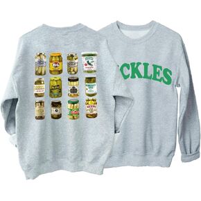 Pickle Sweatshirt Women Funny Pickle Jar Graphic Fleece Sweatshirt Crewneck Oversized Pullover Sweatshirtirt