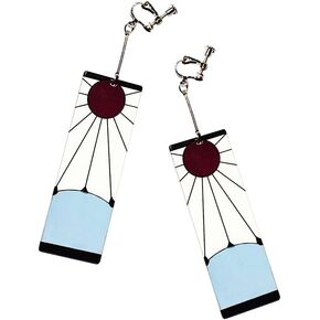 Tanjiro Anime Cosplay Earrings, Kamado Tanjiro Hanafuda Ear Clip on, Halloween Costume Accessory