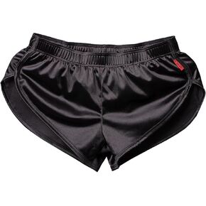 Mens Satin Boxer Briefs Silk Boxers with Pouch Lounge Shorts Split Side Pajama Bottoms Running Sweatshorts