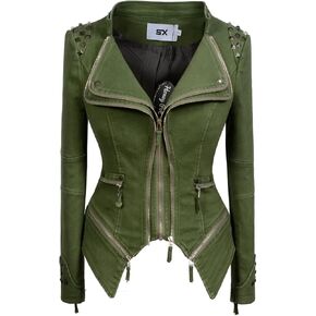 Women's Classic Denim Jacket Personality Studded Punk Motorcycle Dovetail Jacket