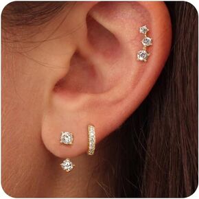 MIDEEO Gold/Silver Hoop Earrings for Women,14K Gold Plated Huggie Hoop Cz Earrings for Women Hypoallergenic Lightweight Chunky Hoop Earrings Jewelry for Gifts