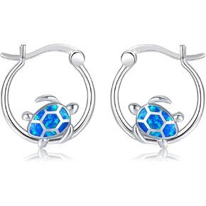Turtle Hoop Earrings for Women Sterling Silver Cute Tortoise Animal Hypoallergenic Earrings Gifts for Women Sister Mother Wife Mother's Day Birthday
