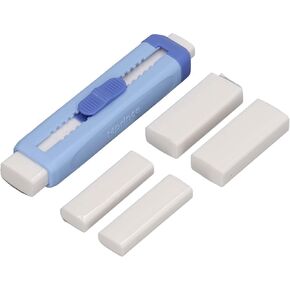 Push Pull Eraser Pencil Erasers Students Writing Tool Double Ended Portable ABS Shell Sliding Retractable Eraser School Supplies for Students (Blue)