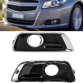 MotorFansClub 1 Pair Fog Lamp Light Covers Bezel Fit for Chevy Malibu 2012 2013 2014 Matte Black Housing with Chrome Trim