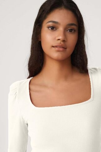 Allimy Women's Long Sleeve Basic Tees Square Neck Ribbed Slim Fit Long Sleeve Tops Shirts Fall Clothes in Saudi Arabia