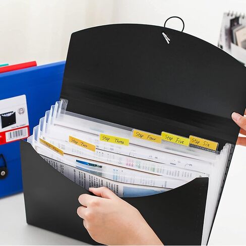 4 Pack Expanding File Folders with 6 Pockets, A4 Letter Size Accordion File Folders, Paper Plastic Filling Folders with Snap Closure Subject Document Organizer for School Home & Office in Kuwait