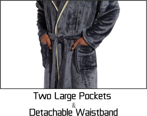 Mens Fleece Hood Robe-Bath Robe for Men-Mens Sleepwear Flannel Warm Double Contrasts with Hood in Saudi Arabia