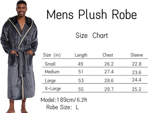 Mens Fleece Hood Robe-Bath Robe for Men-Mens Sleepwear Flannel Warm Double Contrasts with Hood in Saudi Arabia