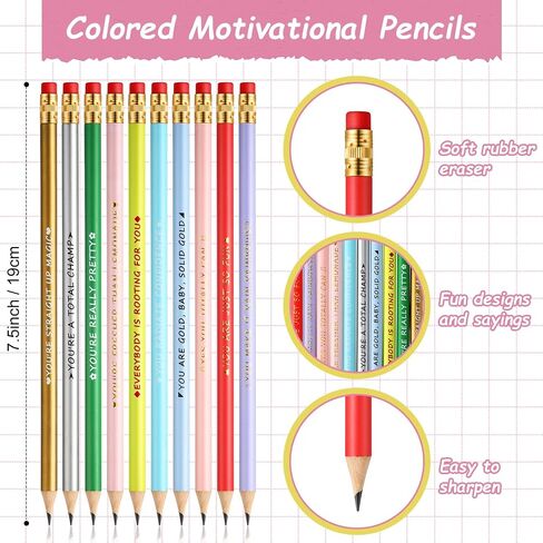 20 Pcs Inspirational Pencils Compliment Pencils with Motivational Sayings #2 Pencils Back to School Pencils Cute Fun Pencils for Kids Girls Student Teacher (Bright Color,Bible Style) in Kuwait
