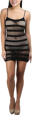 ToBeInStyle Women’s Stretch See Through Fishnet Novelty Mini Rave Party Dress in Saudi Arabia