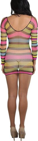 ToBeInStyle Women’s Stretch See Through Fishnet Novelty Mini Rave Party Dress in Saudi Arabia