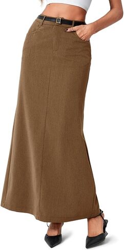 Cicy Bell Women's High Waisted Maxi Skirts Casual Back Split Office Work Long Skirt in Saudi Arabia
