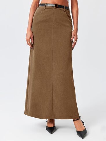 Cicy Bell Women's High Waisted Maxi Skirts Casual Back Split Office Work Long Skirt in Saudi Arabia