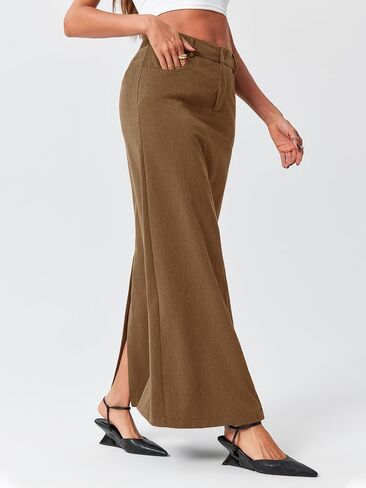 Cicy Bell Women's High Waisted Maxi Skirts Casual Back Split Office Work Long Skirt in Saudi Arabia