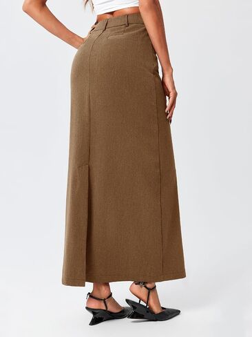 Cicy Bell Women's High Waisted Maxi Skirts Casual Back Split Office Work Long Skirt in Saudi Arabia