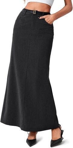 Cicy Bell Women's High Waisted Maxi Skirts Casual Back Split Office Work Long Skirt in Saudi Arabia