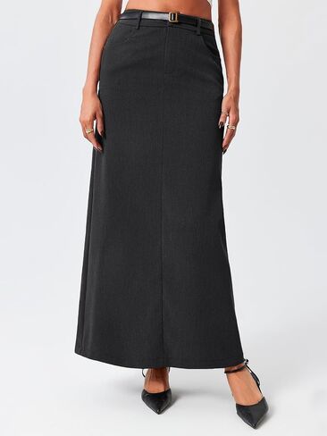 Cicy Bell Women's High Waisted Maxi Skirts Casual Back Split Office Work Long Skirt in Saudi Arabia