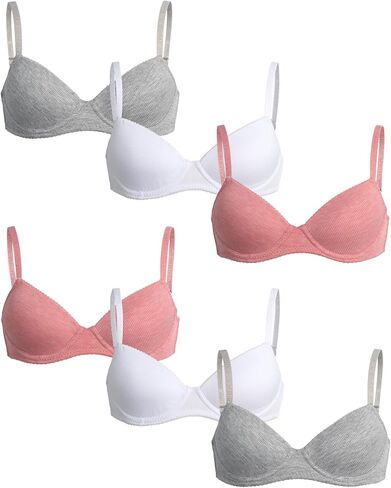 Nautica Girls' Training Bra - 4 Pack/6 Pack Molded and Ribbed A-Cup Girls Sports Bra - Training Bralettes for Girls (30A-36A) in Saudi Arabia
