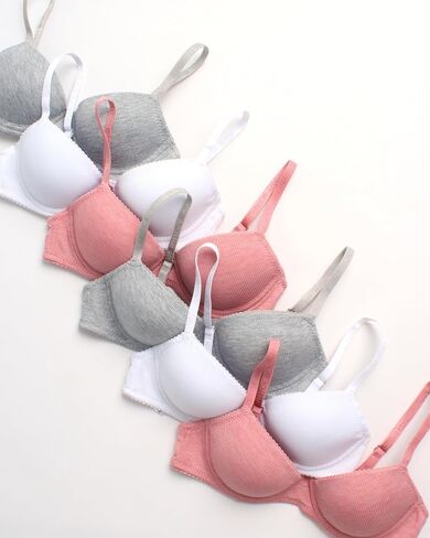 Nautica Girls' Training Bra - 4 Pack/6 Pack Molded and Ribbed A-Cup Girls Sports Bra - Training Bralettes for Girls (30A-36A) in Saudi Arabia