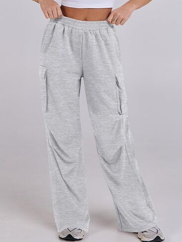 ANRABESS Women Wide Leg Baggy Cargo Sweatpants Y2K Trendy High Waist Sweat Pants Trousers with Pockets in Saudi Arabia