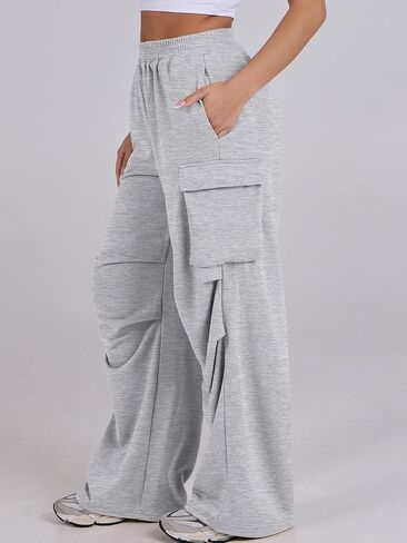 ANRABESS Women Wide Leg Baggy Cargo Sweatpants Y2K Trendy High Waist Sweat Pants Trousers with Pockets in Saudi Arabia