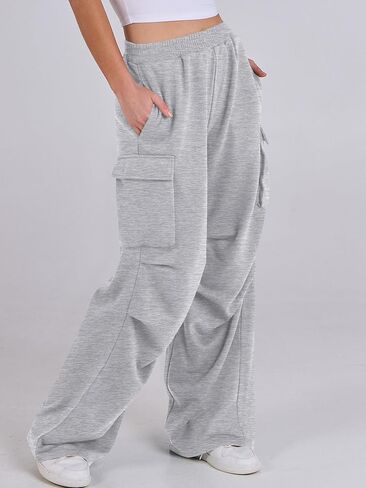 ANRABESS Women Wide Leg Baggy Cargo Sweatpants Y2K Trendy High Waist Sweat Pants Trousers with Pockets in Saudi Arabia