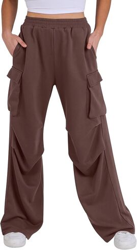 ANRABESS Women Wide Leg Baggy Cargo Sweatpants Y2K Trendy High Waist Sweat Pants Trousers with Pockets in Saudi Arabia