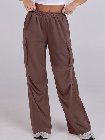 ANRABESS Women Wide Leg Baggy Cargo Sweatpants Y2K Trendy High Waist Sweat Pants Trousers with Pockets in Saudi Arabia