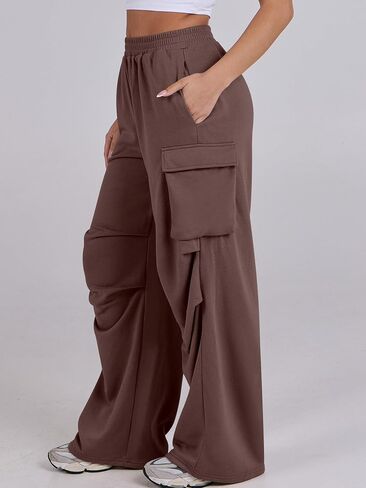 ANRABESS Women Wide Leg Baggy Cargo Sweatpants Y2K Trendy High Waist Sweat Pants Trousers with Pockets in Saudi Arabia