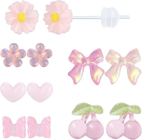 Plastic Earrings for Sensitive Ears Plastic Earrings for Girls Plastic Stud Earrings Flower Plastic Post Earrings for Women in Saudi Arabia