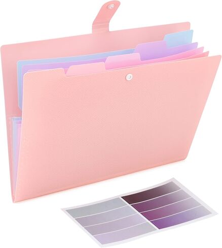 Expanding File Folder, 5 Pocket Cute Folders with Labels Letter Size Accordion File Organizer Portable Expandable File Folder for Documents Aesthetic Paper Organizer Folder for School Office in Kuwait