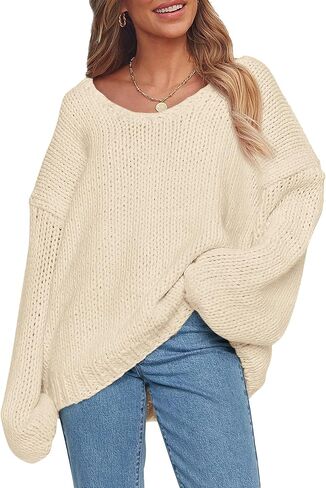 PRETTYGARDEN Women's Fall Trendy Pullover Sweaters Chunky Knit Long Sleeve V Neck Oversized Dressy Casual Cute Tops Blouses in Kuwait