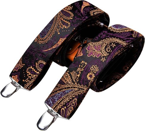 Barry.Wang Men's Suspender Elastic X Back Tie Sets 1.38" 4 Heavy Duty Clips Adjustable Armband Brooch Wedding Party in Saudi Arabia