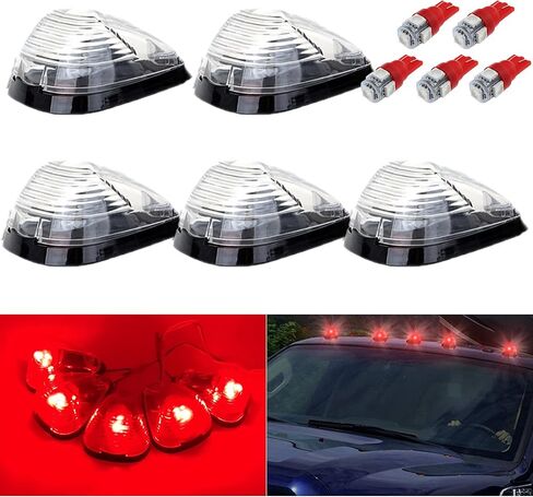 5X أضواء تشغيل سقف الكابينة الواضحة 264143AM مع 5X مجموعة مصابيح T10 LED بيضاء متوافقة مع شاحنات Ford E150 E250 E350 E450 F150 F250 F350 F450 F550 Super Duty 1999-2016 in Kuwait