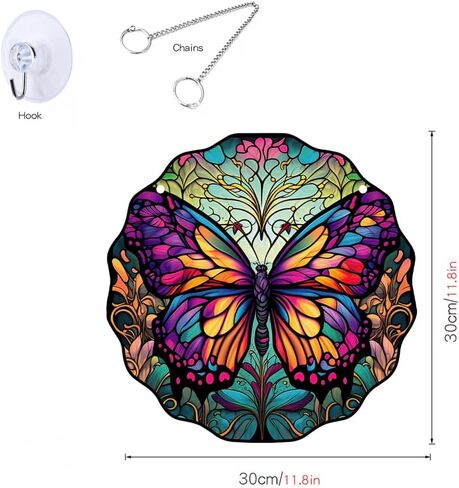 Colourful Butterfly Stained Acrylic Window Hangings Cute Ornaments Wall Art Decor for Home Coffee Bar, Birthday Party Decorations Housewarming Gift for Mom Grandma in Saudi Arabia
