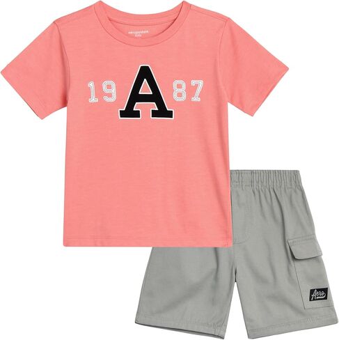 AEROPOSTALE Toddler Boys' Shorts Set - 2 Piece Twill Boys Cargo Shorts and Graphic Tee Shirt - Toddler Boys Clothes (2T-4T) in Saudi Arabia