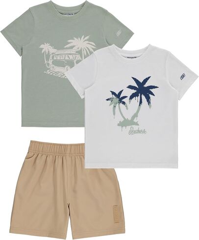 Skechers Boys 3 Piece Sets-2 Tees and Matching Short Set Top and Bottom Matching Set in Saudi Arabia