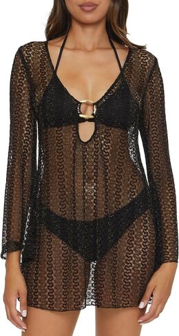 BECCA Golden Crochet Tunic, Casual, Pull On, Sheer, Beach Cover Ups for Women in Saudi Arabia