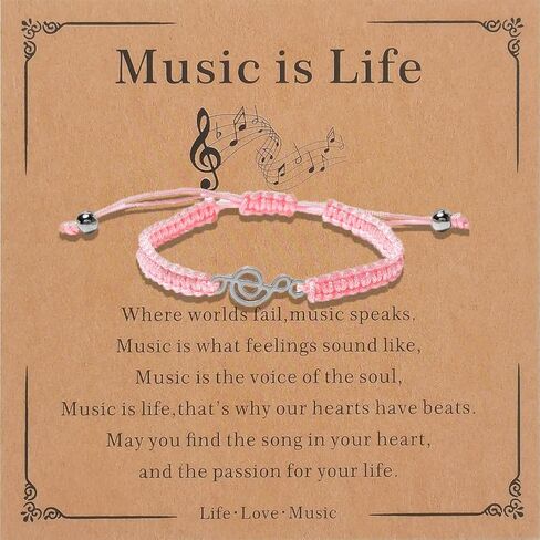 Music Bracelet for Women and Men Black Music Teacher Bracelet Music Teacher Appreciation Gifts with Silver Musical Note Music Lovers Best Gifts in Saudi Arabia