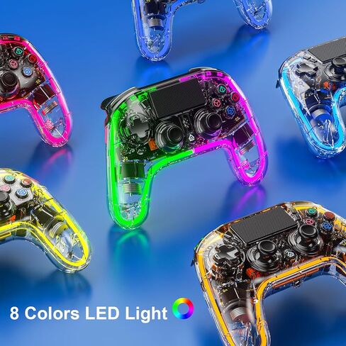 وحدة تحكم لاسلكية شفافة من BRHE مع إضاءة LED متوافقة مع أجهزة PS4 Pro/PS4 Slim/PS4 (وردي) in Saudi Arabia