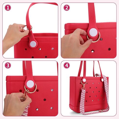 حزام حقيبة كروس قابل للإزالة مع حلقات معدنية لحقيبة بوج، بديل كتف عريض قابل للتعديل متوافق مع حقيبة بوج، وردي in Kuwait